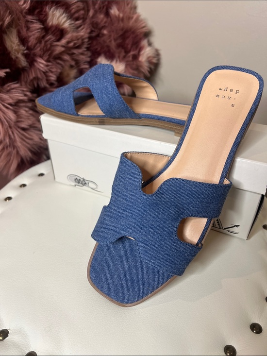 a new day Shoes - a new day Denim Cutout Slide Sandals - Blue